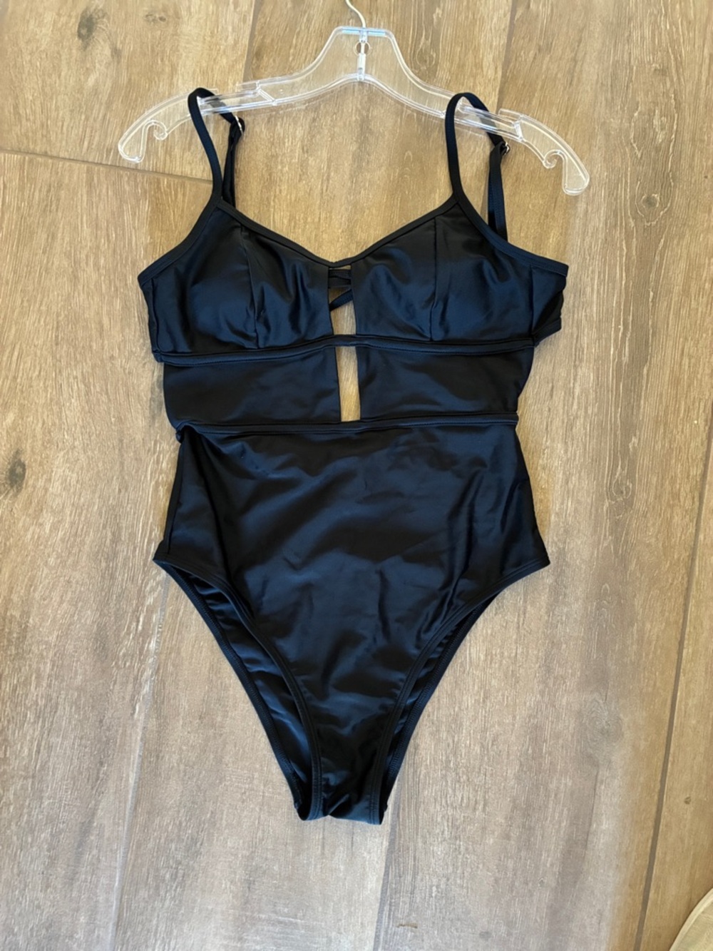 Cupshe Black One-Piece Swimsuit with Front Cutout